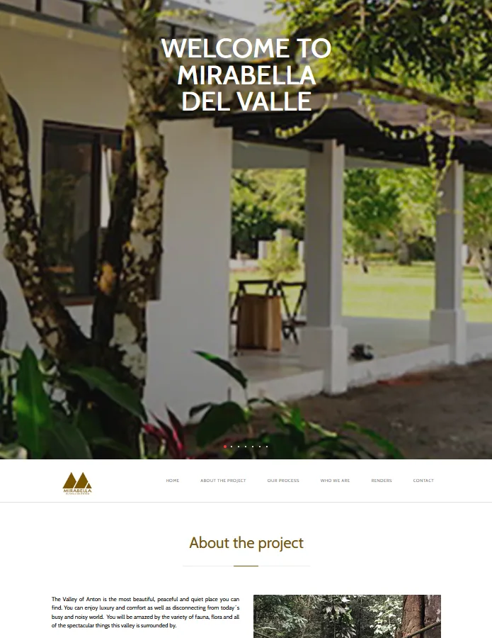 Mirabella del Valle website, real estate development in El Valle de Antón