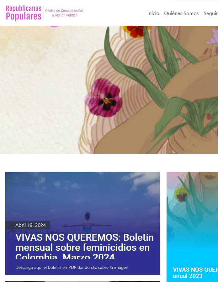 Feminicide Observatory Colombia website, bulletins and interactive map
