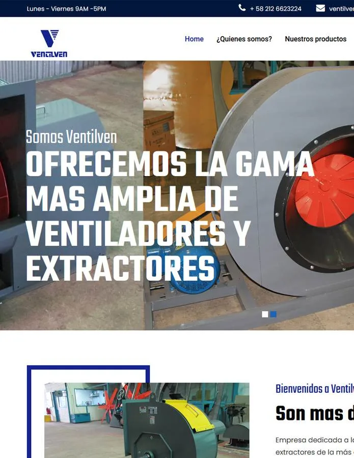 Ventilven website, industrial fans and electric motors catalog